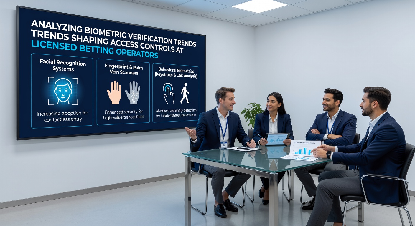 Dashboard showing real-time biometric verification metrics for betting operator access controls