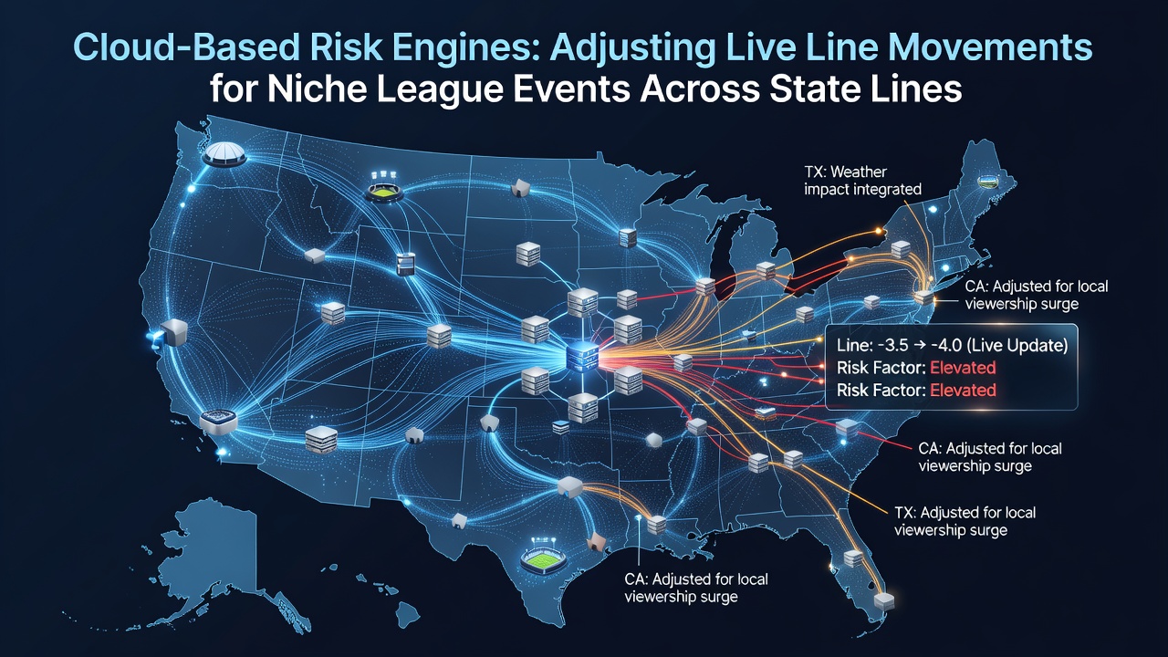 Cloud servers processing real-time betting data for niche sports events