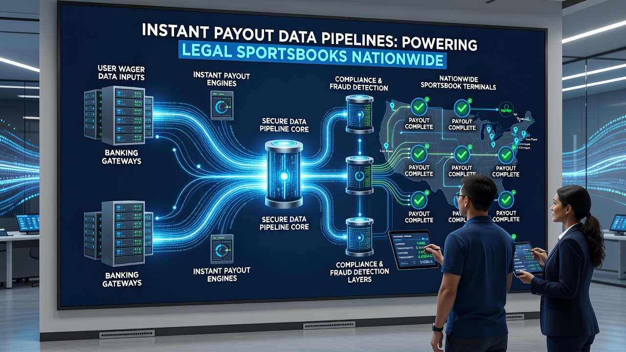 Visualization of real-time data flow and compliance checks in sportsbook payout systems